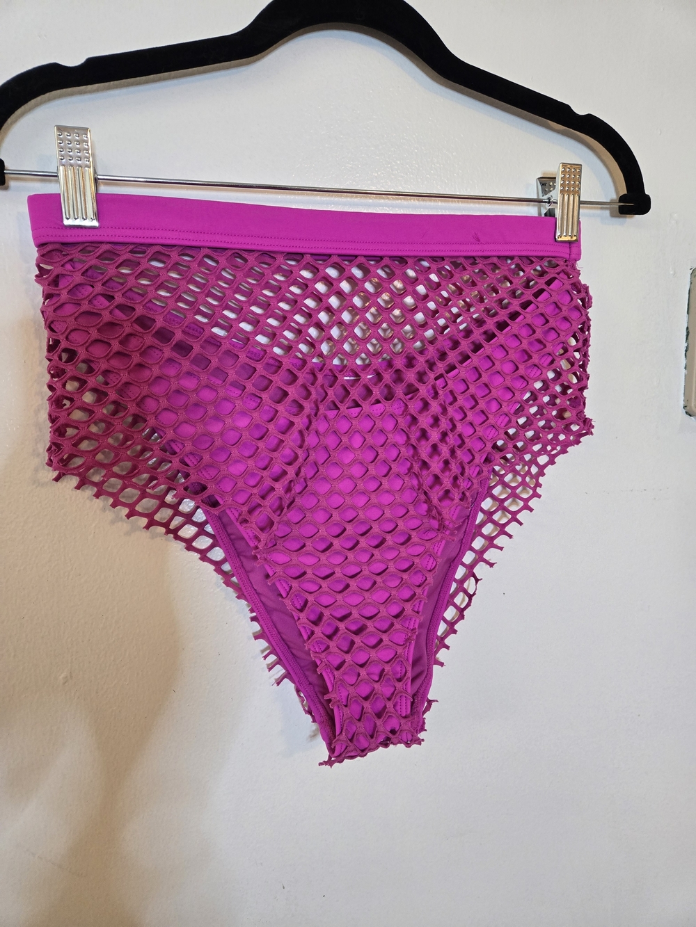 Forever 21 Hot Pink Fishnet High-Waist Bikini Bottoms